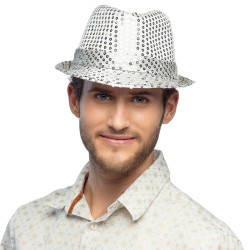 Chapeau Popstar sequins argent