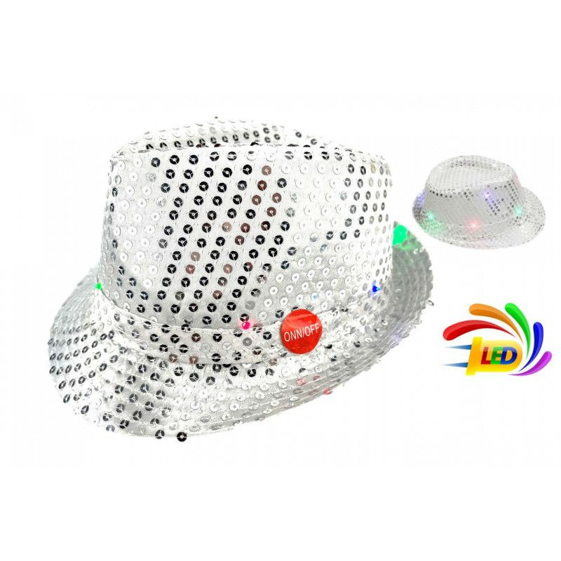 Chapeau sequin clignotant argent