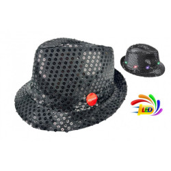 Chapeau sequin clignotant noir