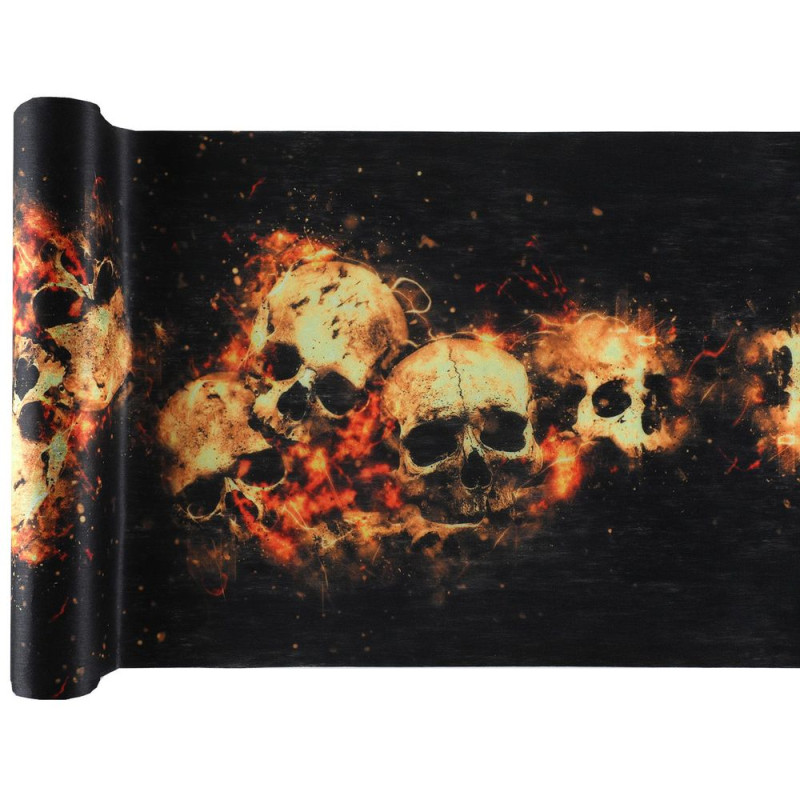 Chemin de table skull noir