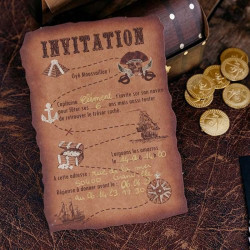 8 Invitations pirate kraft