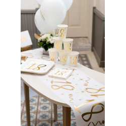 Chemin de table blanc et or 30 ans