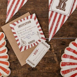 8 Invitations circus vintage