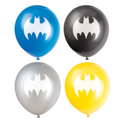 8 Ballons latex 30 cm assortis BATMAN