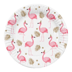 6 Assiettes Flamant rose