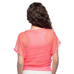 TOP EN RESILLE ROSE FLUO