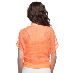 TOP EN RESILLE ORANGE FLUO