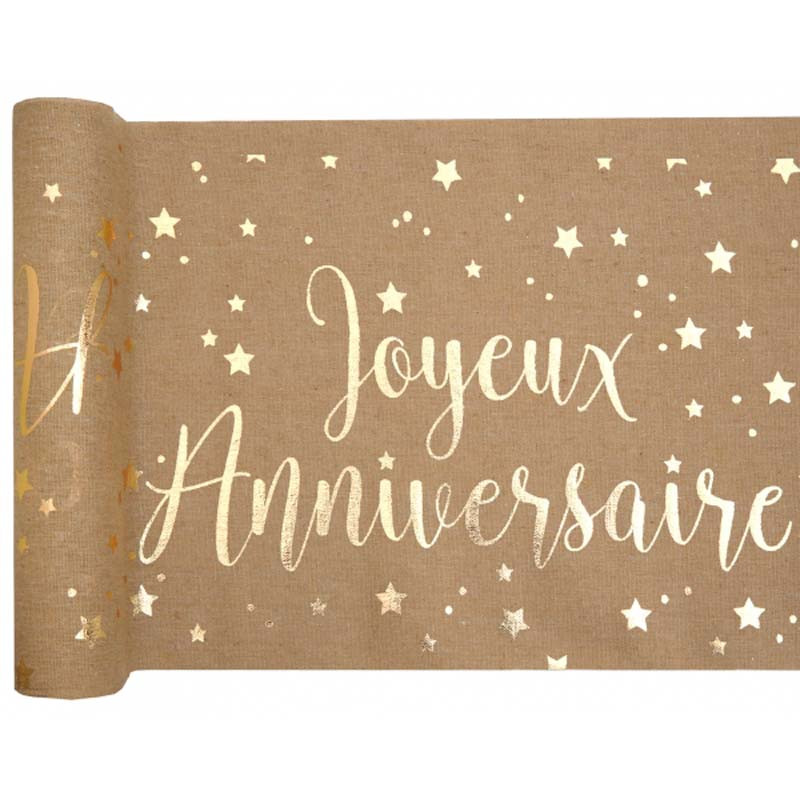 Chemin de table Joyeux Anniversaire métallisé 3m kraft