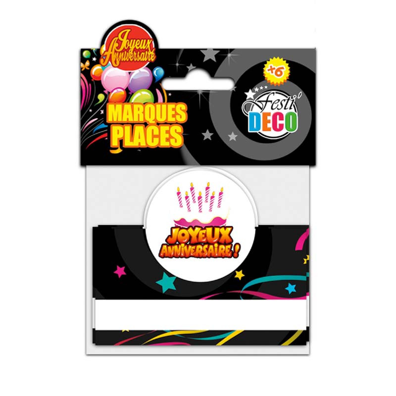 Pack 6 Marque Place Joyeux Anniversaire