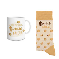 Coffret mug chaussettes mamie gâteau