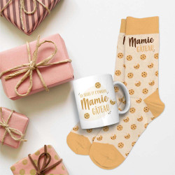 Coffret mug chaussettes mamie gâteau